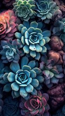 Naklejka premium Close-Up of Succulents in Ultraviolet Photography AI Generated