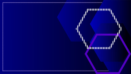 Hexagon Dark blue gradient over geometric copy space background.