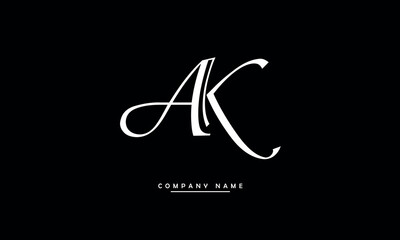 AK, KA A, K Abstract Letters Logo Monogram - obrazy, fototapety, plakaty