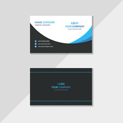 White And Blue Business Card Simple Design Vector Template