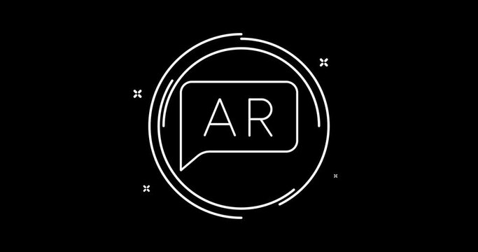 augmented reality animated outline icon with alpha channel. augmented reality rotation appearance 4k video animation for web, mobile and ui design