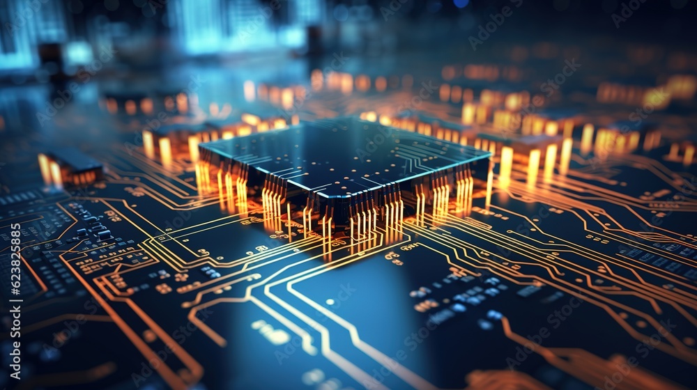 Poster electronic circuit board with processor with generative ai