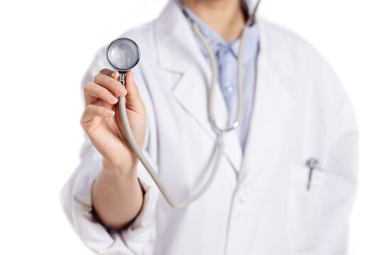 The young woman doctor with a stethoscope