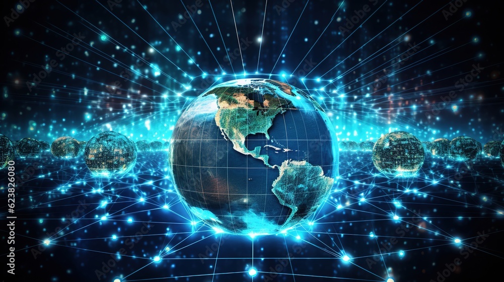 Aufkleber internet business communication technology. cryptocurrency and blockchain are global international n
