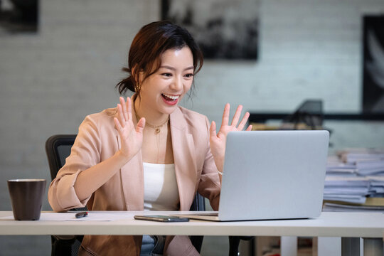 Young professional women video communication