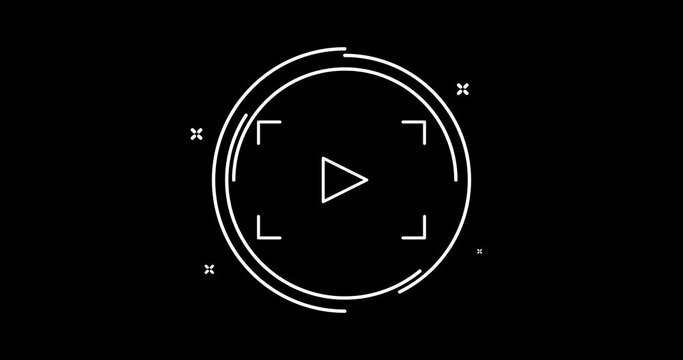 play button animated outline icon with alpha channel. augmented reality rotation appearance 4k video animation for web, mobile and ui design