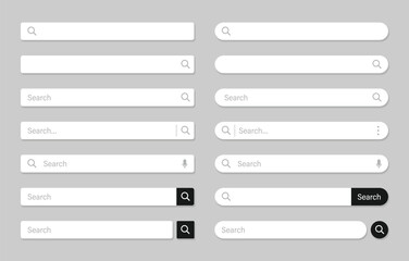 Search bar Set. different blank empty template search bar icon for website and ui and browsers