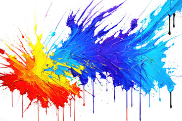Fototapeta premium Abstract colorful background, oil paint splashes isolated on white background. Generative Ai.