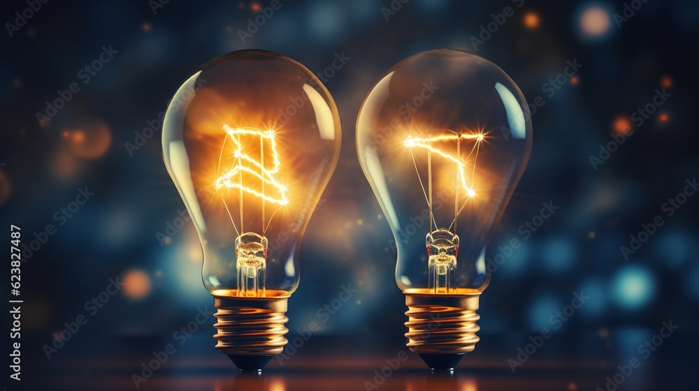 Poster light bulb on dark background with generative ai