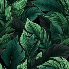seamless pattern seamless pattern of banana leaf, in the style of exotic, repeating pattern
