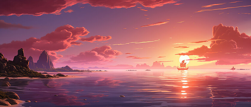sunset over the lake