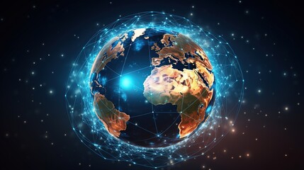 Fototapeta na wymiar Global world networks and telecommunications on Earth, with generative ai