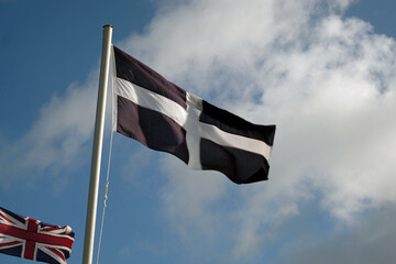 CORNISH FLAG PADSTOW HARBOUR CORNWALL UK