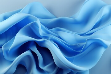 Obraz premium Abstract blue background with smooth wavy silk or satin texture. 3d render illustration