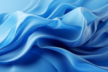 Abstract blue background with smooth wavy silk or satin texture