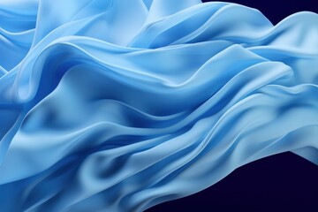 Obraz premium Abstract blue background with smooth wavy silk or satin texture