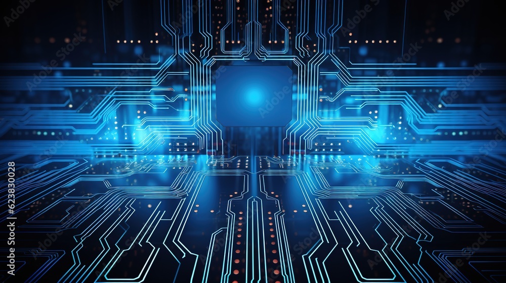 Poster technology background with circuit with generative ai