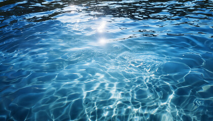 Obraz premium rippled light blue water surface with reflections of sunshine