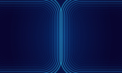 Digital geometric elements abstract vector background. Dark blue background. Modern line stripes curve abstract Luxury presentation background. Glowing neon lighting cosmic vibrant blue color tunnel