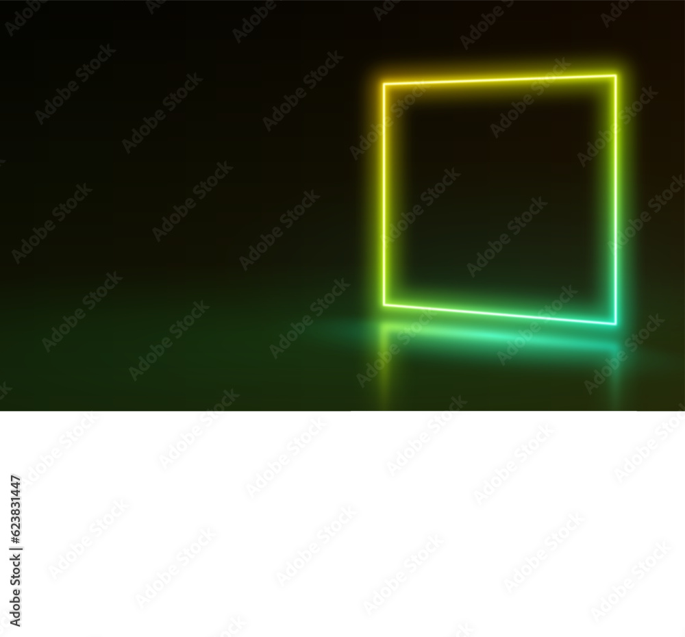 Poster neon square red-purple illuminate frame design. abstract cosmic vibrant color square backdrop. colle