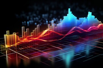 3d rendering of a graph on a dark background. 3d illustration