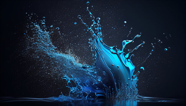 Abstract background with clear blue water splash and copy space Ai generated image