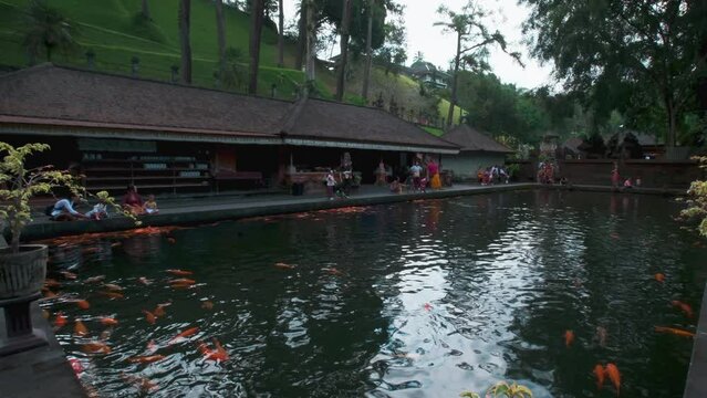 Tirta Empul temple is Hindu Balinese water temple in Bali Indonesia consists of a petirtaan or bathing structure, famous for its holy spring water