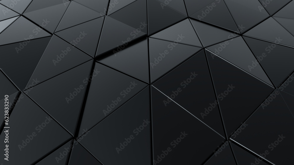Poster 3d abstract black triangle background. 3d rendering