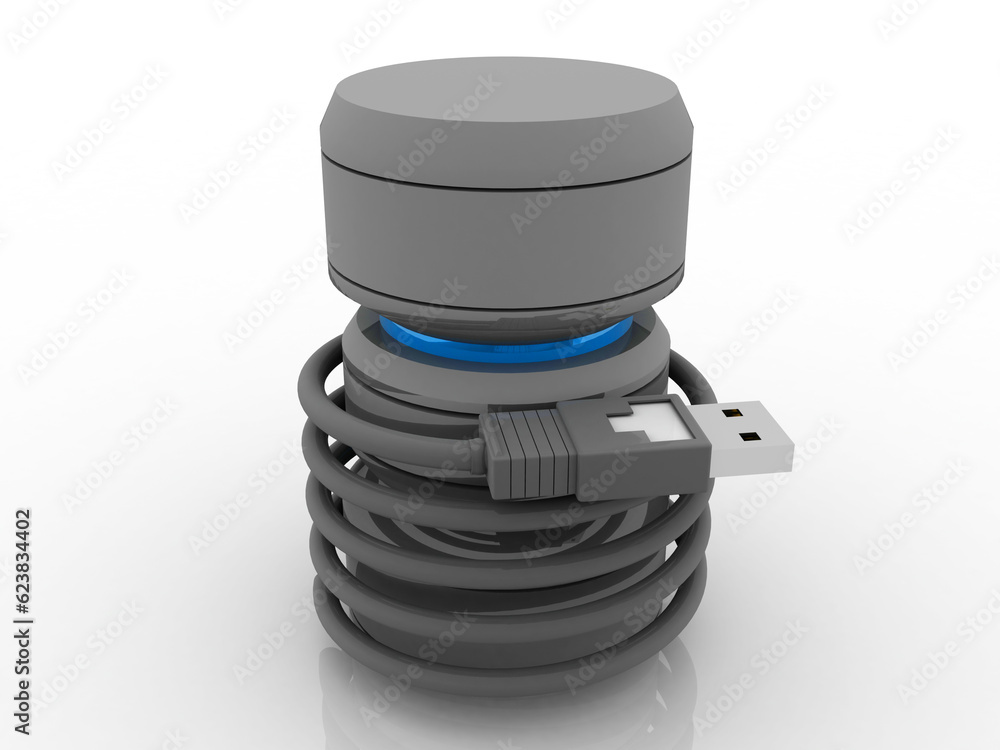Poster 3d rendering usb port with database