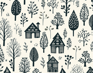 pattern with houses