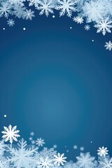 A Blue Background With White Snowflakes On It. Snow, Blue, Winter, Flakes, Background, Cold, Greeting Сard. Generative AI
