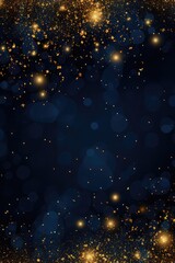 Fototapeta na wymiar A Dark Blue Background With Gold Stars. Night Sky, Stars, Constellations, Dark Blue, Gold, Sparkle, Greeting Сard. Generative AI
