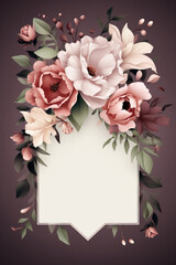 A Floral Frame With Pink Flowers On A Purple Background. Floral Frames, Pink Flowers, Purple Background, Picture Frames, Home Decor, Diy Projects, Greeting Сard. Generative AI