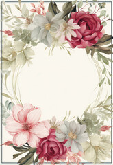 A Floral Frame With Pink And White Flowers. Floral Frames, Pink Flowers, White Flowers, Garden Decor, Diy Wall Art, Gift Ideas. Generative AI