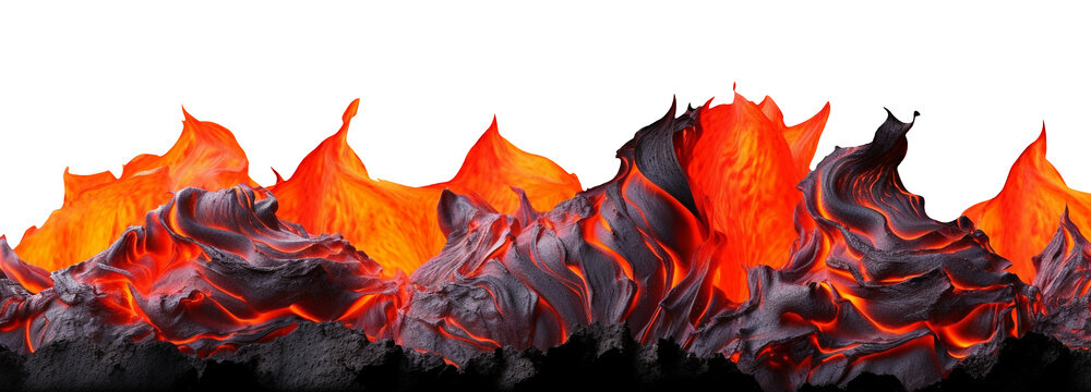 Molten hot lava isolated on transparent or white background, png