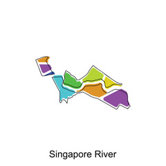 vector map of Singapore River colorful illustration template design on white background