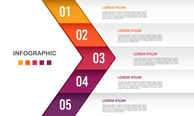 Infographic arrows 5 steps to success. Business presentation template. Vector illustration.