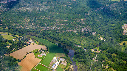 Villefranche de Rouergue on Aveyron River aerial View