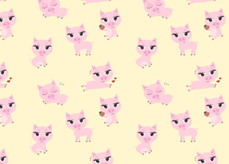 cute childish seamless pattern with piglets