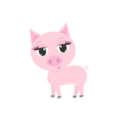 Cute piglet on white background isolated