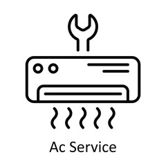 Ac Service Outline Icon Design illustration. Home Repair And Maintenance Symbol on White background EPS 10 File