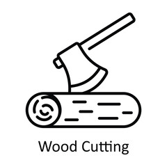 Wood Cutting Outline Icon Design illustration. Home Repair And Maintenance Symbol on White background EPS 10 File