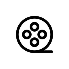 film reel icon, camera tape symbol . media player video film roll icons