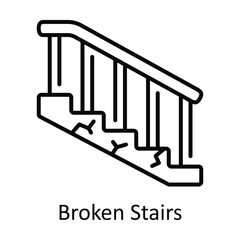 Broken Stairs Outline Icon Design illustration. Home Repair And Maintenance Symbol on White background EPS 10 File