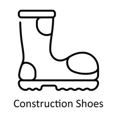 Construction Shoes Outline Icon Design illustration. Home Repair And Maintenance Symbol on White background EPS 10 File