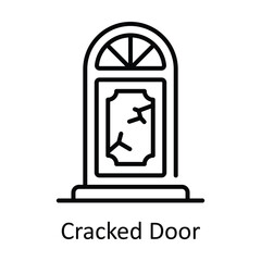 Cracked Door Outline Icon Design illustration. Home Repair And Maintenance Symbol on White background EPS 10 File