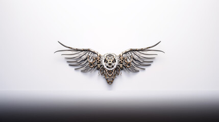 Fototapeta premium He stands tall with angelic wings against a clear white backdrop.