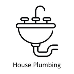 House Plumbing Outline Icon Design illustration. Home Repair And Maintenance Symbol on White background EPS 10 File