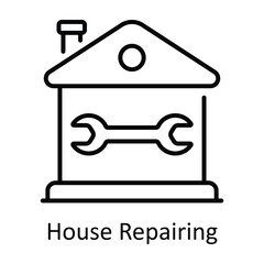 House Repairing Outline Icon Design illustration. Home Repair And Maintenance Symbol on White background EPS 10 File