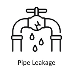 Pipe Leakage Outline Icon Design illustration. Home Repair And Maintenance Symbol on White background EPS 10 File